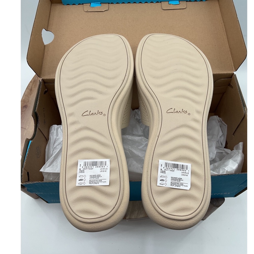 Clarks Cloudsteppers Drift Twist Sandal Womens 9 Wide Perforated Slide Beige - Picture 5 of 10